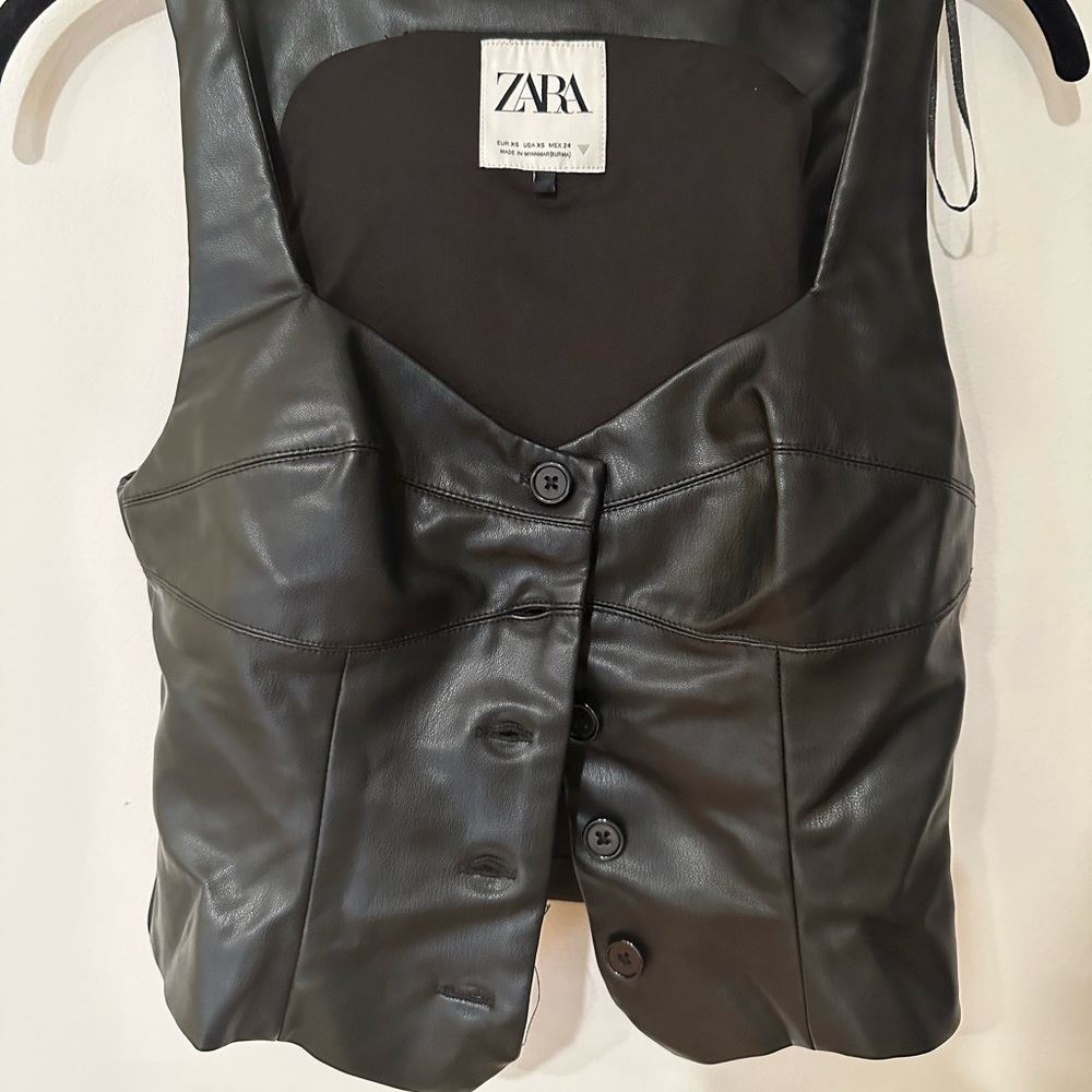 Zara Leather Button Down Corset Top - Picture 1 of 4